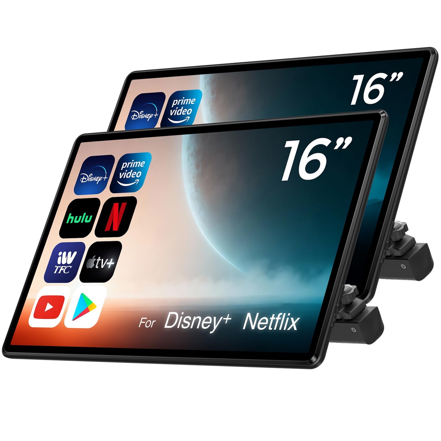 16 inch Android 13 Car Headrest Monitor Screen Car TV Entertainment System for Cars Backseat,Support Phone Wireless Mirroring Sync Screen WiFi HDMI Bluetooth USB SD Video Player 4G+64G