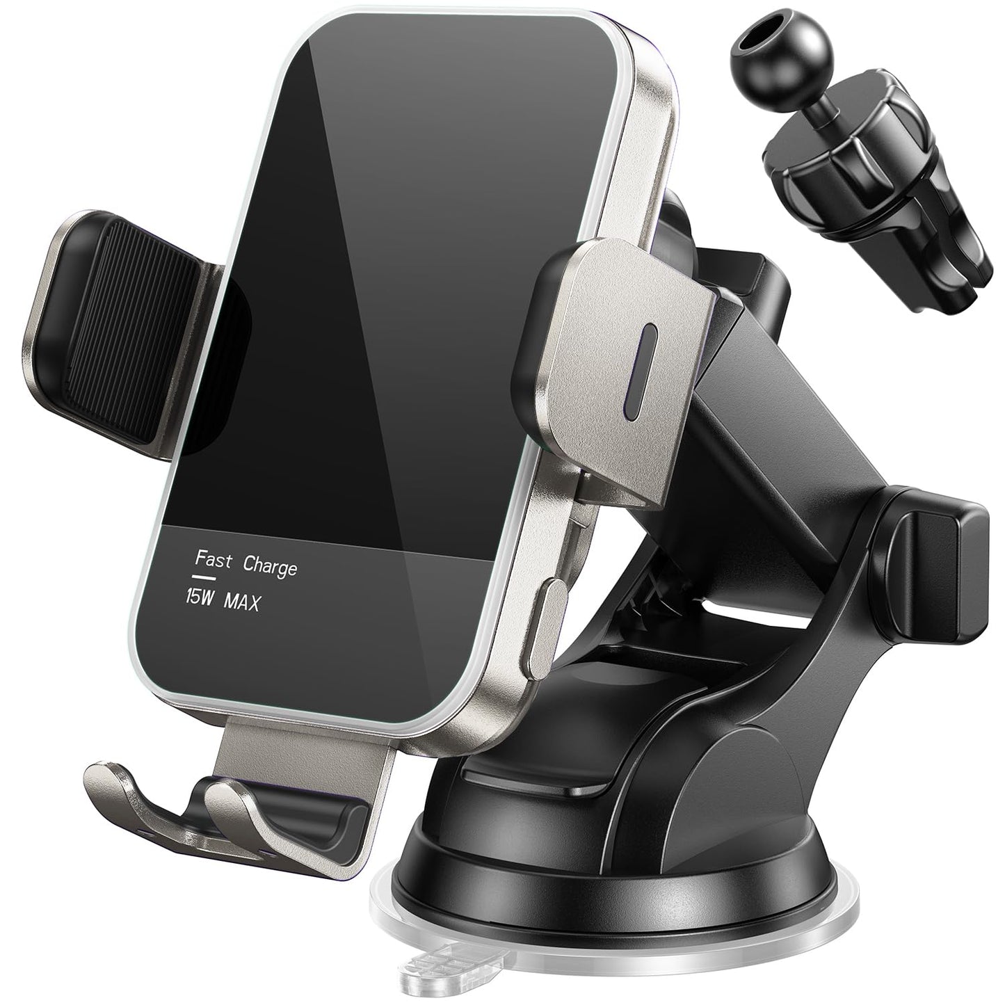 Wireless Car Charger,【7 Colored LED Backlit】 Mosurr 15W Auto Clamping Car Charger Phone Mount Holder fit for iPhone 15 14 13 12 Mini Pro Max 11 XR XS X, Samsung Galaxy S23 Ultra S22 S21+ S10+ Note 20