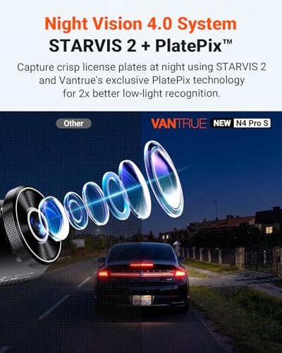 Vantrue New N4 Pro S 4K 3 Channel Dash Cam, Triple STARVIS 2 Dash Camera for Cars, 4K+1080P+2.5K Front and Rear Inside, HDR IR Night Vision, 24/7 Buffered Parking Mode, GPS, Wi-Fi, Support 1TB (RC18)
