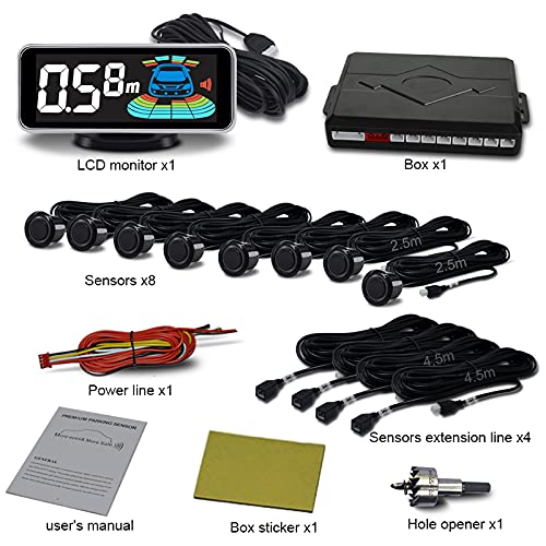 ELSNU Car Parking Sensors Kit Reverse Radar parktronic System Auto Electronics Vehicle Back Assistant Reverse 8 Sensor