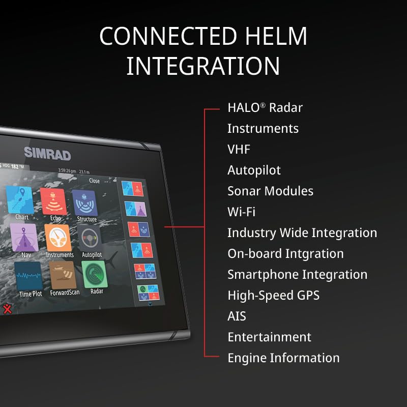 Simrad GO Chartplotter and Fish Finder, with Transducer and Radar Options, Preloaded C-MAP Discover Chart Card