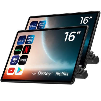 16 inch Android 13 Car Headrest Monitor Screen Car TV Entertainment System for Cars Backseat,Support Phone Wireless Mirroring Sync Screen WiFi HDMI Bluetooth USB SD Video Player 4G+64G