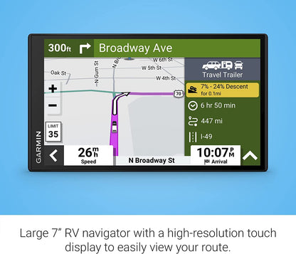 Garmin RV 795 RV Navigator GPS Portable Navigator for RVs with Touchscreen Display, Preloaded Maps with 8GB MicroSD Card, 6Ave Travel Bundle & Cleaning Kit