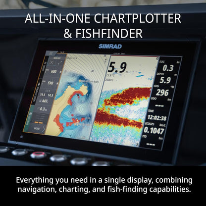 Simrad GO Chartplotter and Fish Finder, with Transducer and Radar Options, Preloaded C-MAP Discover Chart Card