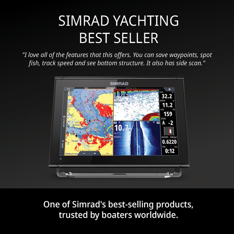 Simrad GO Chartplotter and Fish Finder, with Transducer and Radar Options, Preloaded C-MAP Discover Chart Card