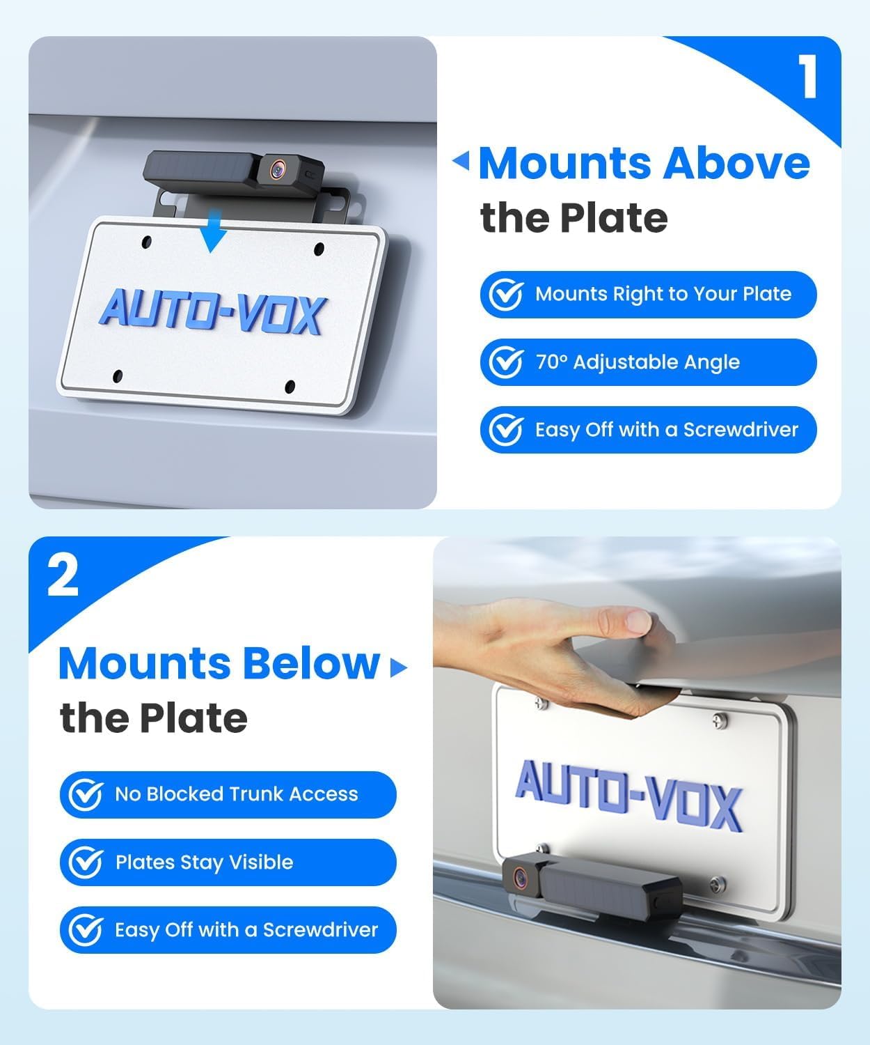 AUTO-VOX Solar Wireless Backup Camera with 5" 1080P Monitor
