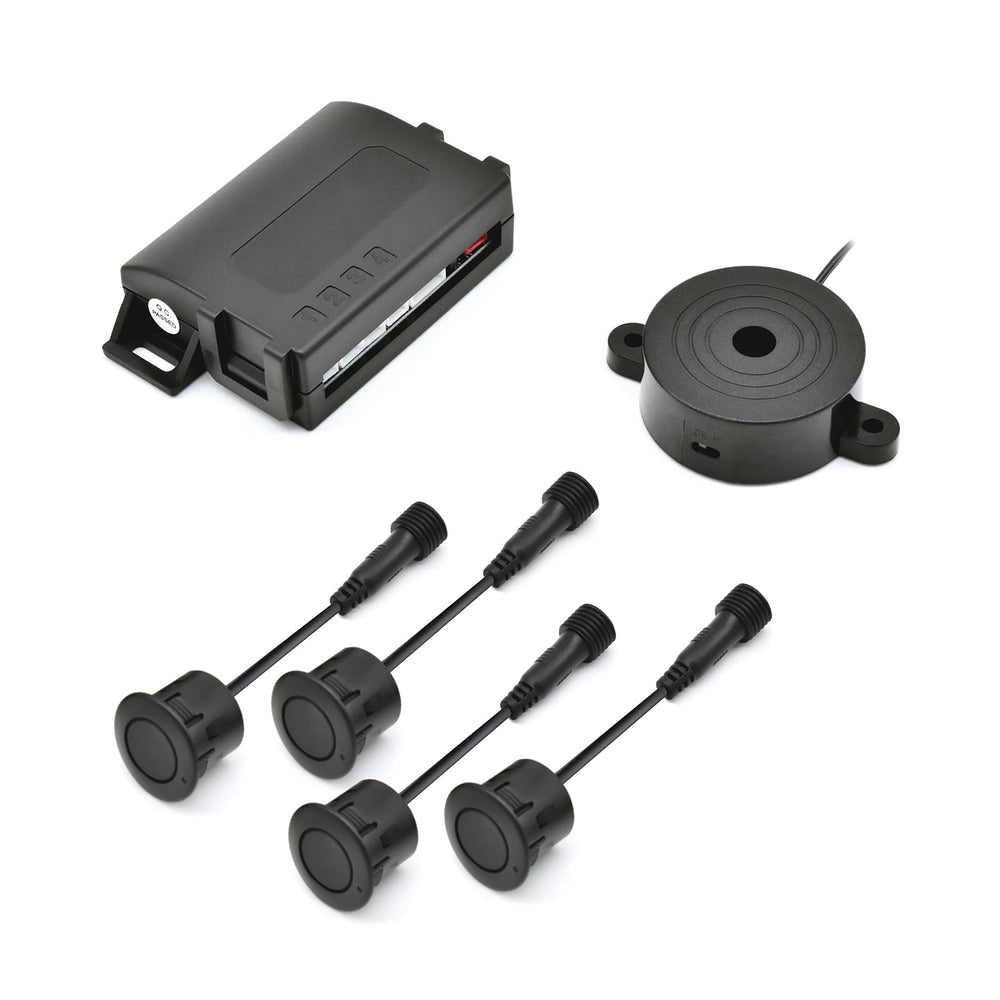 Promata PS02 Car Rear Parking Sensor Kit with Buzzer,4 58KHz OE Standard Sensors,Auto Tow-Bar Recognition and Self Test Function,Detection Range(0~59 inch)