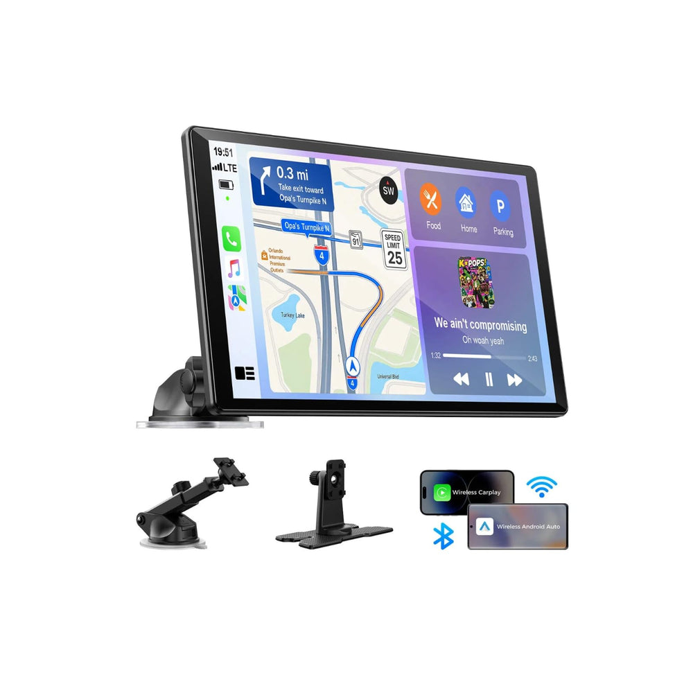 LAMTTO 11" Wireless CarPlay Screen with in-Cell Display - Dual-Band WiFi, OTA Updates & Mirror Link for iPhone & Android, A Thoughtful Gift for Family & New Drivers