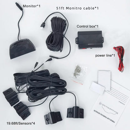 Parktronic 4 Parking Sensor Kit Backup Radar System 24V Distance Detection LCD Sound Warning for Truck Trailer Pickups RV Lorry Van