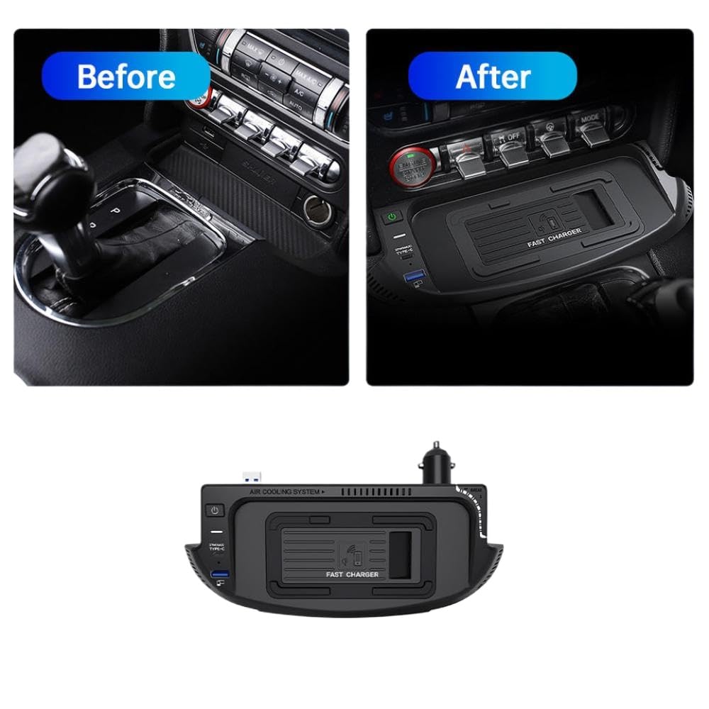 Mustang 2015-2022 Compatible Car Charger Adapter Wireless QI Phone Fast Pad