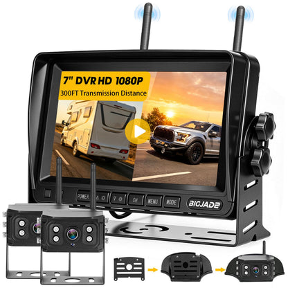 BIGJADE Dual Wireless Backup Camera for Rv, Trailer and Truck