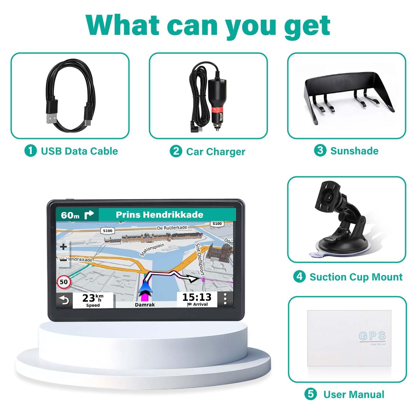 GPS Navigator for Car Truck RV, 7 Inch Touch Screen GPS for Car with 2026 Maps Free Lifetime Updates, Voice Turn-by-Turn Guidance, Speed Limit & Red Light Camera Alerts