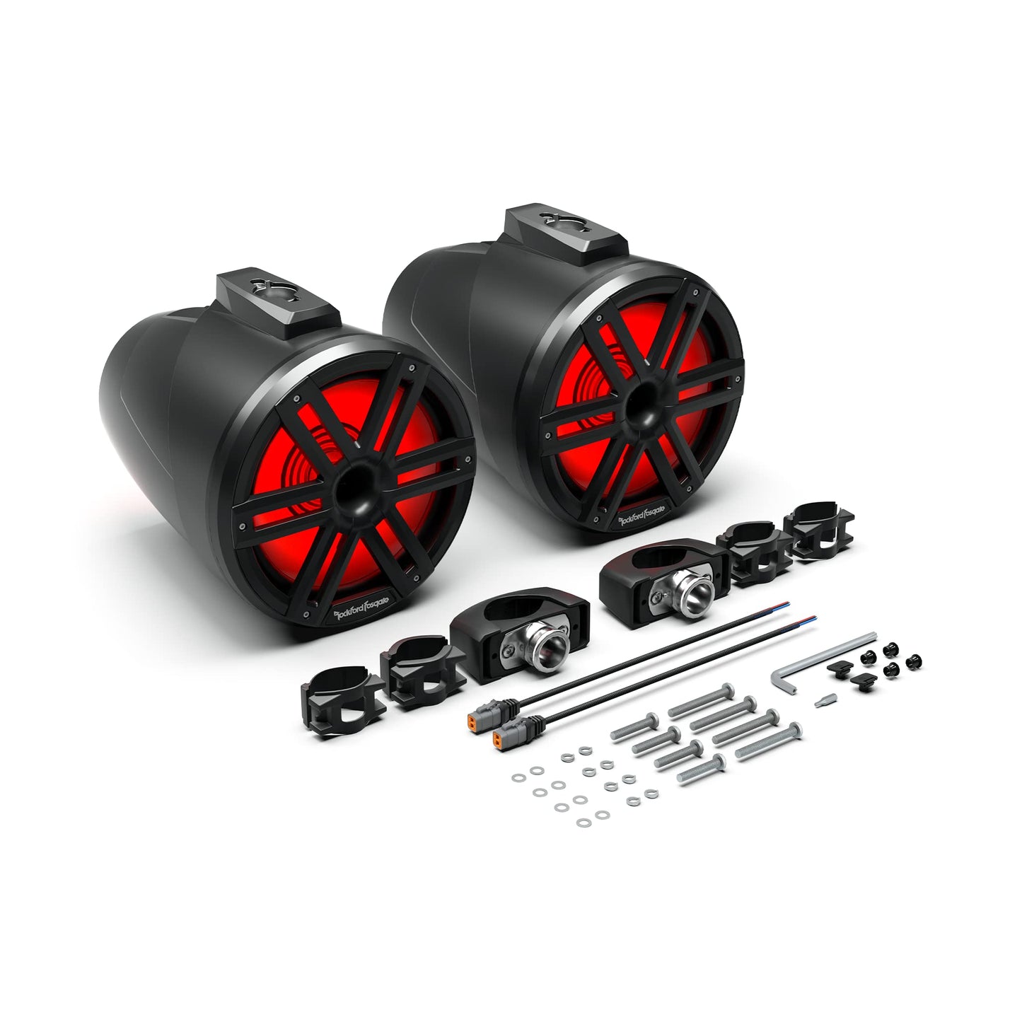 Rockford Fosgate M2WL-10HB Color Optix 10" Multicolor LED Lighted Marine Grade Horn Loaded Speakers in Wake Tower Enclosures - Black (Pair)