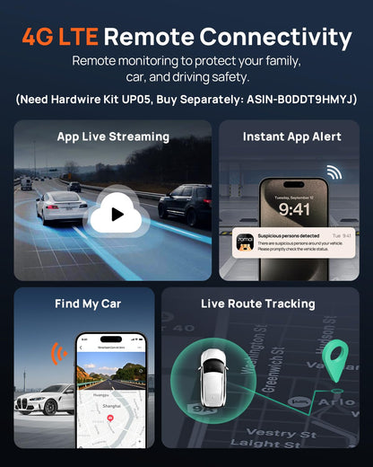 70mai Dual Dash Cam Front and Rear 4K, Car Camera for Cars with Sony IMX678, STARVIS 2 Night Vision, 4G LTE, AI Motion Detection, ADAS, 5GHz Wi-Fi 6, Parking Monitor, Voice Control