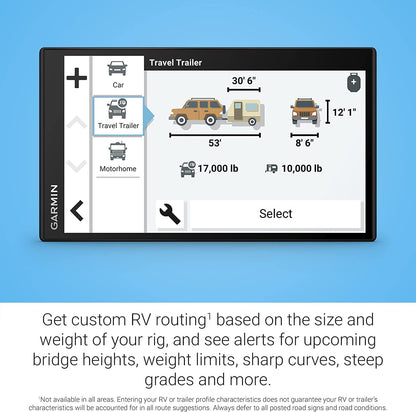 Garmin RV 795 RV Navigator GPS Portable Navigator for RVs with Touchscreen Display, Preloaded Maps with 8GB MicroSD Card, 6Ave Travel Bundle & Cleaning Kit
