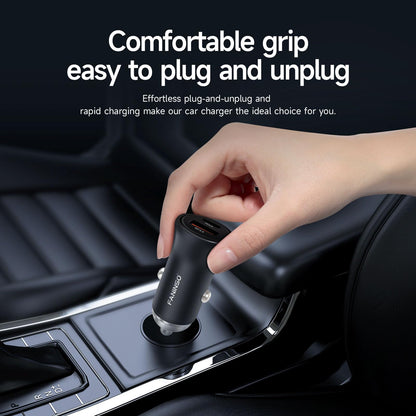 USB C Car Charger, 60W Dual Port (USB‑C + USB‑A) PD/QC Fast Charging 12V/24V Cigarette Lighter Adapter, Compatible with iPhone 17/16/15, Galaxy S26/S25/S24, Pixel, iPad