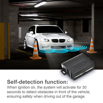 Promata PS01 Car Front Parking Sensor Kit with Buzzer,4 58KHz OE Standard Sensors,Radio Mute & Bull-bar Recognition Function,Detection Distance(13~39 inch)