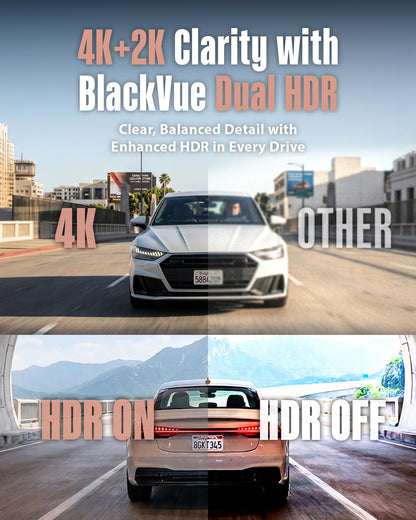 BlackVue ELITE 9-2CH Dash Cam - 4K+2K Dash Cam Front and Rear, Dual HDR STARVIS 2, Power Saving Parking Mode, Free Hardwire & SD Card, Supports up to 1TB, Wi-Fi, GPS, Night Vision, App Control Dashcam