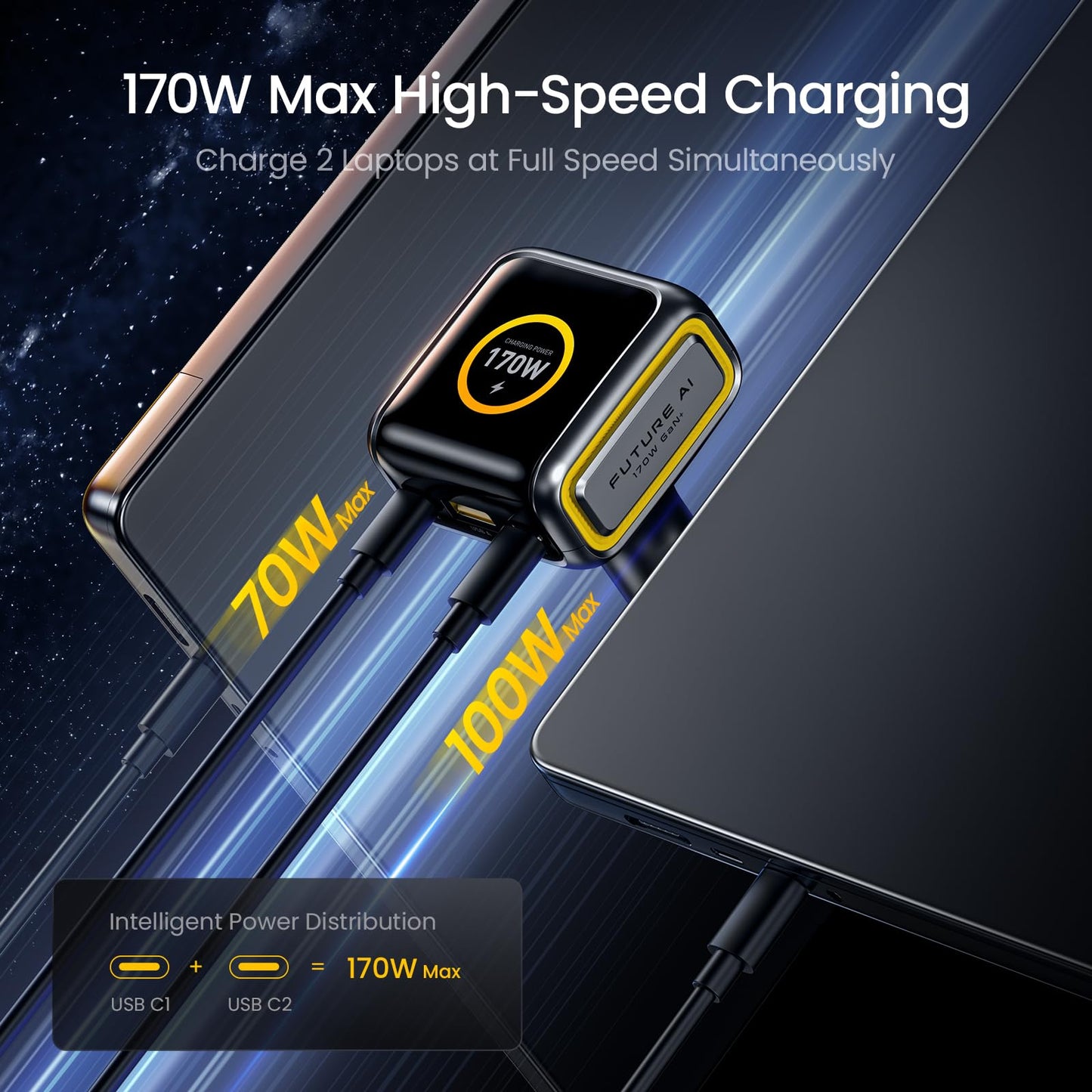 AOHI SUPERAUTO 170W Car Charger with Smart LED Display140W PD 3.1 USB C Fast Charging Car Adapter with USB4 2.0 Cable 6.6ft with 240W PD3.1 Fast Charging, 80Gbps Data Transfer, Dual 8K/Triple 4K Displ