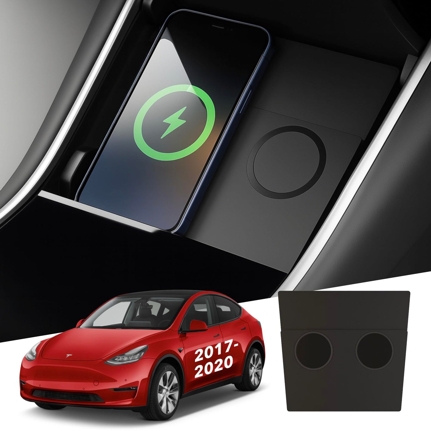 TWRAPS Dual Wireless Phone Charger for Tesla Model 3 / Model Y Center Console Charging Pad