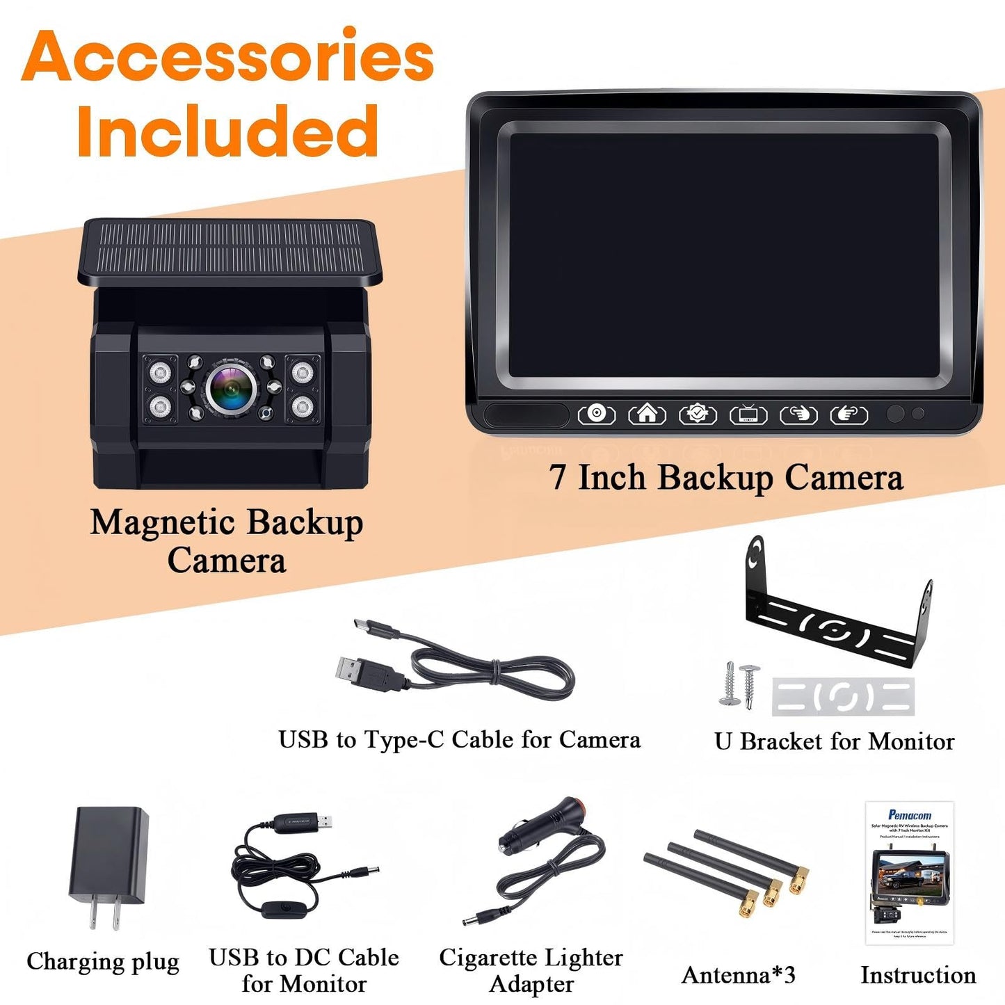 HD 1080P RV Backup Camera Wireless Easy Install: 7'' DVR 4-Channels Split Screen for Furrion Pre-Wired RVs System, AI Motion Detection Clear Night Vision Rear View Camera
