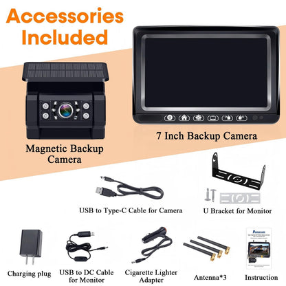 HD 1080P RV Backup Camera Wireless Easy Install: 7'' DVR 4-Channels Split Screen for Furrion Pre-Wired RVs System, AI Motion Detection Clear Night Vision Rear View Camera