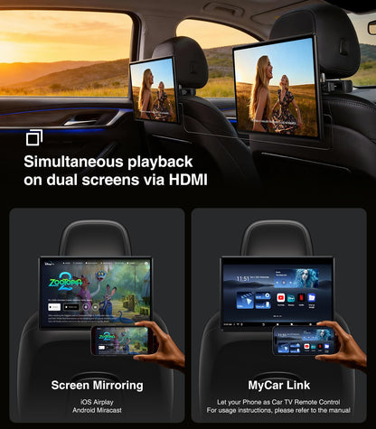 16 inch Android 13 Car Headrest Monitor Screen Car TV Entertainment System for Cars Backseat,Support Phone Wireless Mirroring Sync Screen WiFi HDMI Bluetooth USB SD Video Player 4G+64G