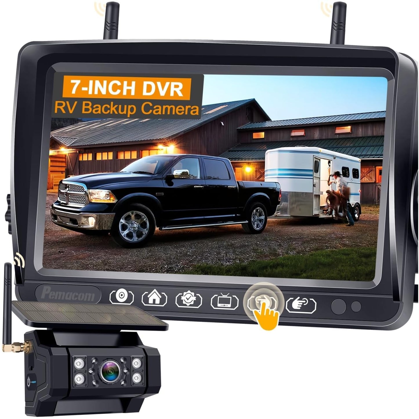 HD 1080P RV Backup Camera Wireless Easy Install: 7'' DVR 4-Channels Split Screen for Furrion Pre-Wired RVs System, AI Motion Detection Clear Night Vision Rear View Camera