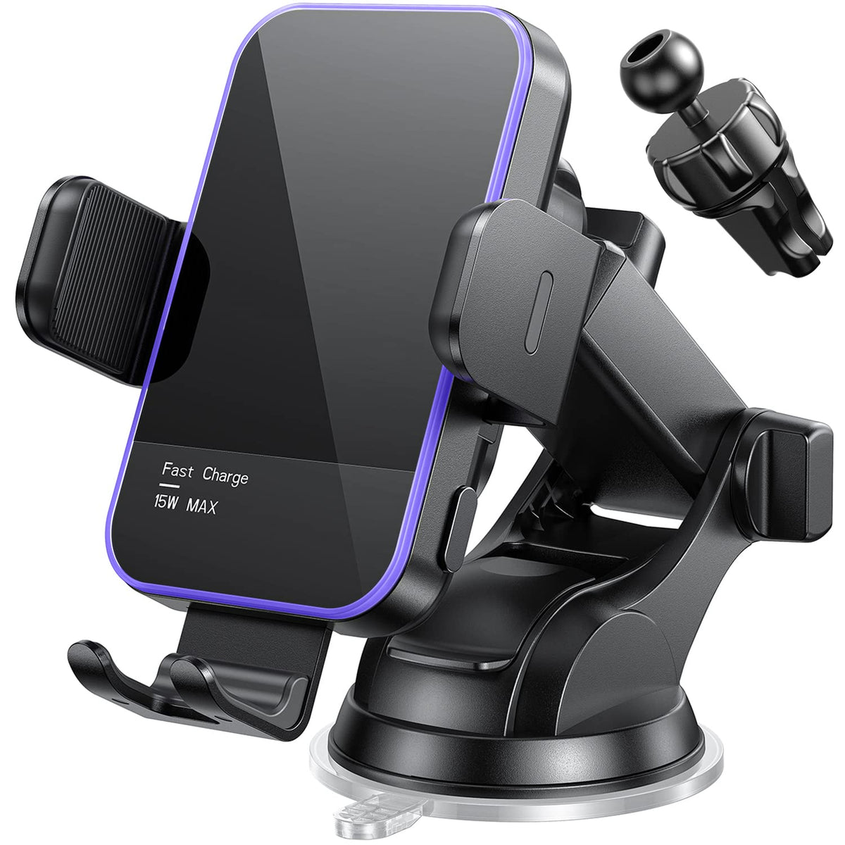 Wireless Car Charger,【7 Colored LED Backlit】 Mosurr 15W Auto Clamping Car Charger Phone Mount Holder fit for iPhone 15 14 13 12 Mini Pro Max 11 XR XS X, Samsung Galaxy S23 Ultra S22 S21+ S10+ Note 20