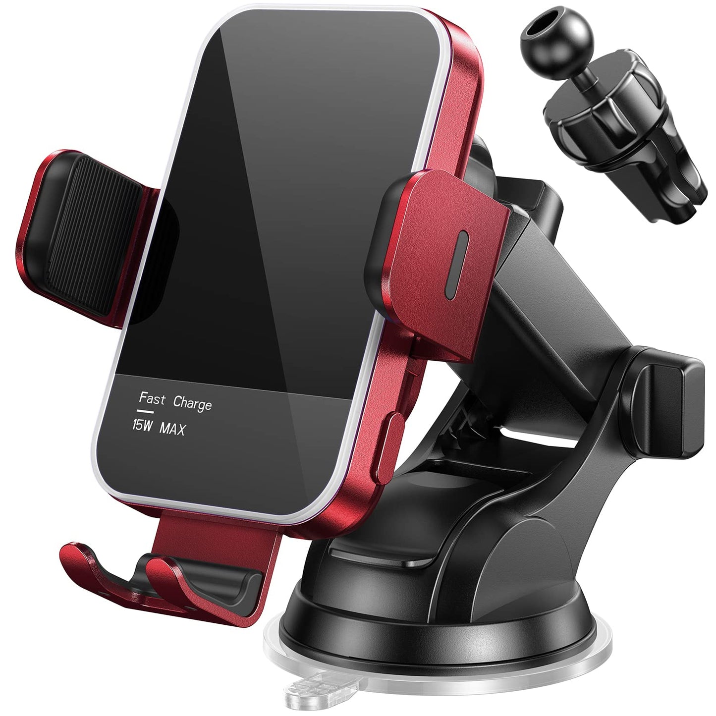 Wireless Car Charger,【7 Colored LED Backlit】 Mosurr 15W Auto Clamping Car Charger Phone Mount Holder fit for iPhone 15 14 13 12 Mini Pro Max 11 XR XS X, Samsung Galaxy S23 Ultra S22 S21+ S10+ Note 20