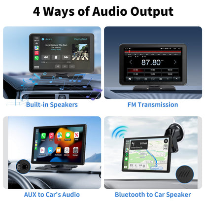 CarPlay Screen for Car, 9'' Wireless CarPlay & Android Auto - Smart Portable Touchscreen with Bluetooth/FM, Mirror Link, Voice Control, GPS Navigation, Hands-Free Calling, Plug & Play Car Play Screen