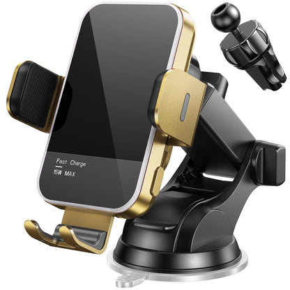 Wireless Car Charger,【7 Colored LED Backlit】 Mosurr 15W Auto Clamping Car Charger Phone Mount Holder fit for iPhone 15 14 13 12 Mini Pro Max 11 XR XS X, Samsung Galaxy S23 Ultra S22 S21+ S10+ Note 20