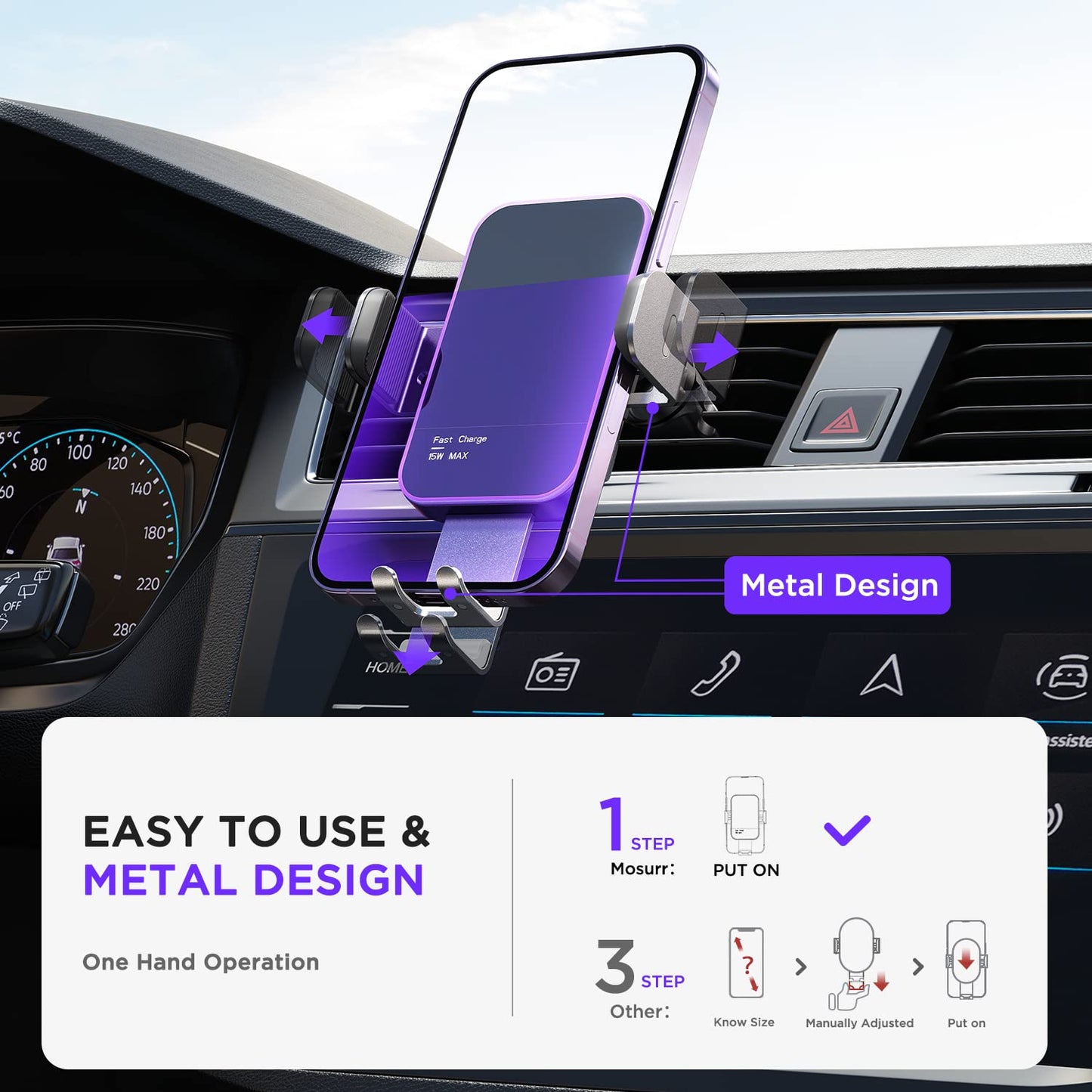 Wireless Car Charger,【7 Colored LED Backlit】 Mosurr 15W Auto Clamping Car Charger Phone Mount Holder fit for iPhone 15 14 13 12 Mini Pro Max 11 XR XS X, Samsung Galaxy S23 Ultra S22 S21+ S10+ Note 20