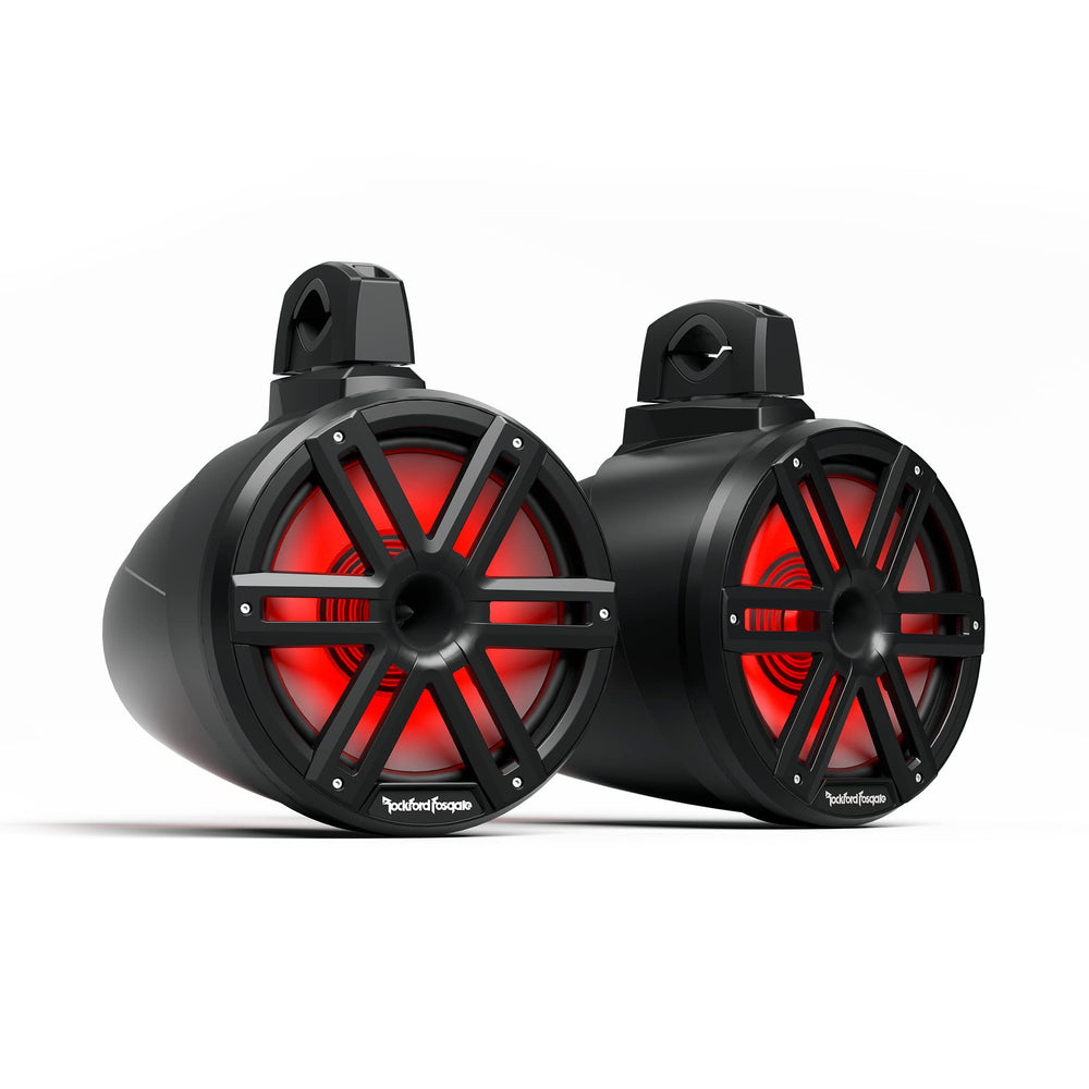 Rockford Fosgate M2WL-10HB Color Optix 10" Multicolor LED Lighted Marine Grade Horn Loaded Speakers in Wake Tower Enclosures - Black (Pair)