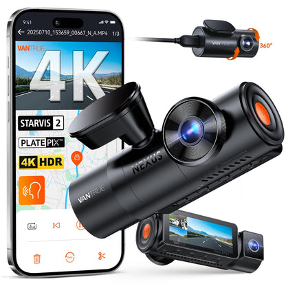 [Bundle-2 Items: Vantrue N4 Pro S Dash Cam & CPL & Hardwire Kit] Triple STARVIS 2 Dash Camera for Cars, 4K+1080P+2.5K Front and Rear Inside, HDR IR Night Vision, 24/7 Buffered Parking Mode, GPS