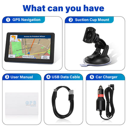 GPS Navigator for Car Truck RV - 7'' HD Touchscreen Navigation System, Latest 2026 Maps Free Lifetime Updates, Speed & Red Light Warning, Turn-by-Turn Voice Guidance for All Cars