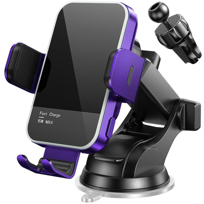 Wireless Car Charger,【7 Colored LED Backlit】 Mosurr 15W Auto Clamping Car Charger Phone Mount Holder fit for iPhone 15 14 13 12 Mini Pro Max 11 XR XS X, Samsung Galaxy S23 Ultra S22 S21+ S10+ Note 20