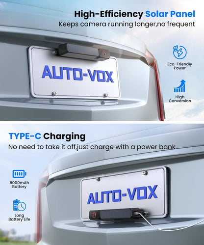 AUTO-VOX Solar Wireless Backup Camera with 5" 1080P Monitor