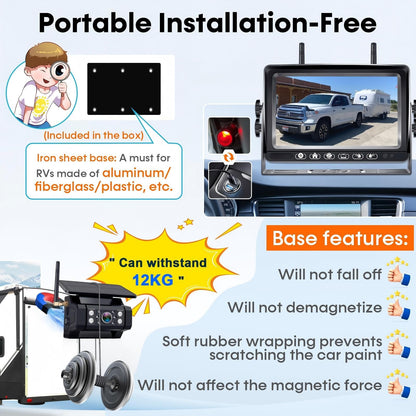 HD 1080P RV Backup Camera Wireless Easy Install: 7'' DVR 4-Channels Split Screen for Furrion Pre-Wired RVs System, AI Motion Detection Clear Night Vision Rear View Camera
