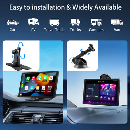 CarPlay Screen for Car, 9'' Wireless CarPlay & Android Auto - Smart Portable Touchscreen with Bluetooth/FM, Mirror Link, Voice Control, GPS Navigation, Hands-Free Calling, Plug & Play Car Play Screen