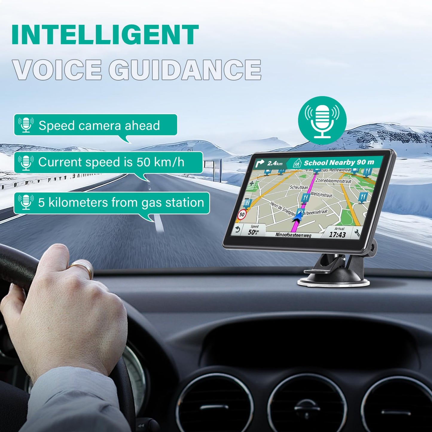 GPS Navigator for Car Truck RV, 7 Inch Touch Screen GPS for Car with 2026 Maps Free Lifetime Updates, Voice Turn-by-Turn Guidance, Speed Limit & Red Light Camera Alerts