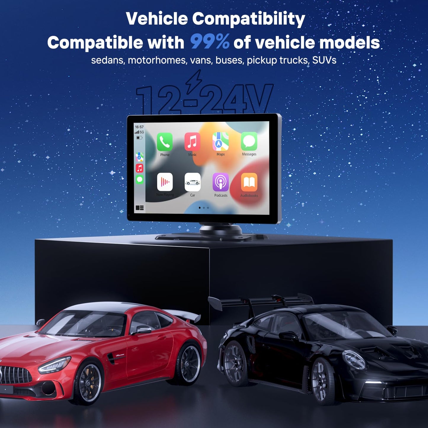 HAUXIY 9" Wireless Apple Carplay Screen for Car, Portable Touchscreen Apple Carplay & Android Auto with OTA Update, Backup Camera,FM, Voice Control/GPS Navigation/Mirror Link/BT