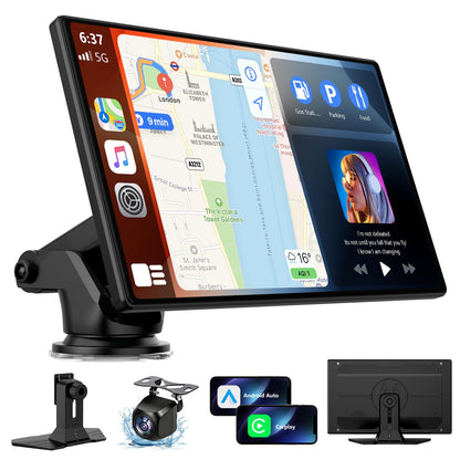 9" Carplay Screen for Car, Portable Wireless Car Play Screen for Apple CarPlay & Android Auto, OTA Updates, Backup Camera, Mirror Link, Voice Control, GPS Navigation, Bluetooth 5.0, FM/AUX