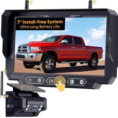 HD 1080P RV Backup Camera Wireless Easy Install: 7'' DVR 4-Channels Split Screen for Furrion Pre-Wired RVs System, AI Motion Detection Clear Night Vision Rear View Camera