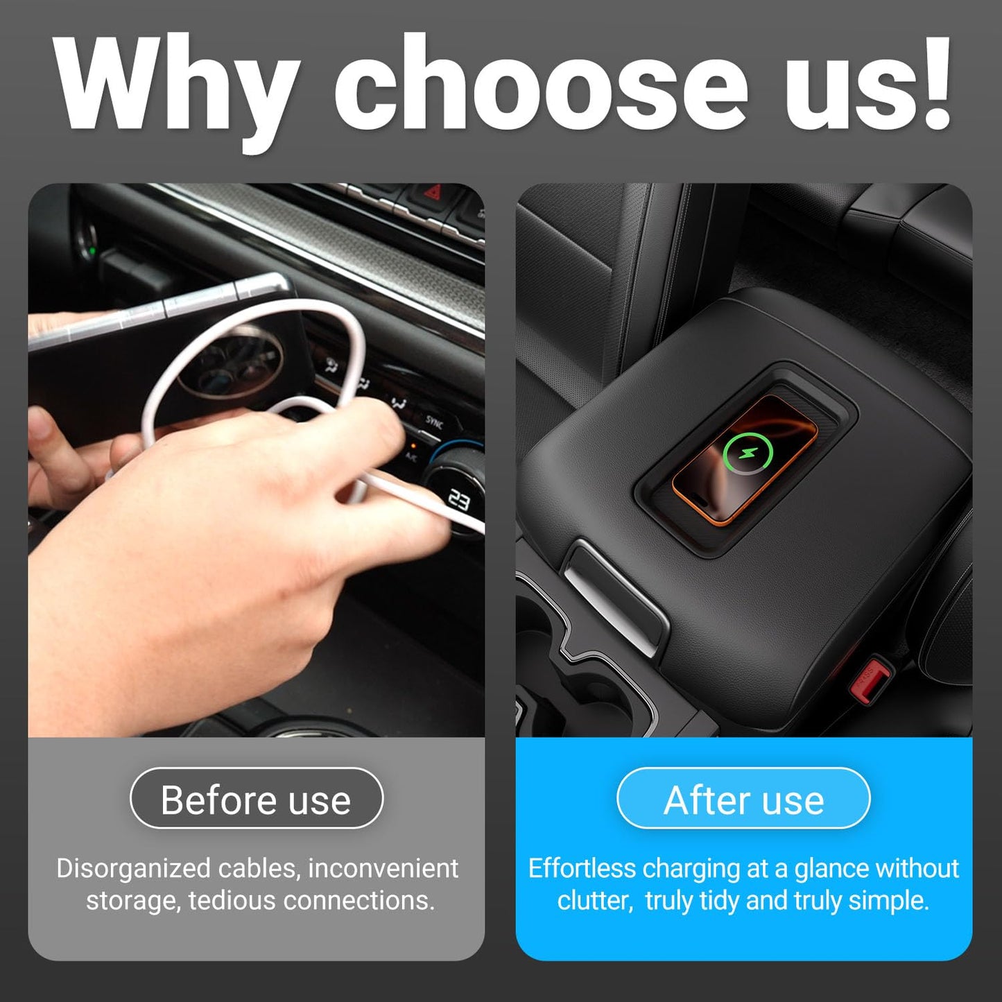 CZmenghe Magnetic Wireless Charger Compatible with 2015-2026 Chevy Silverado GMC Sierra 1500 2500HD 3500HD Phone Charger Tray Replacement for 2015-2026 Chevy Silverado Accessories
