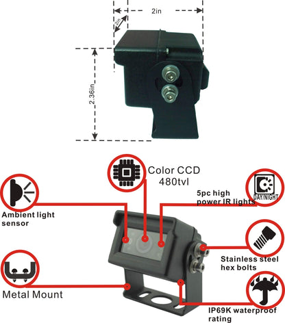7" 1080P AHD Wired Reverse Rear View Backup Camera System,Guide line,IP69K No Water Leakage Camera, Night Vision, Vibration-Proof 10G for Tractor/Truck/Excavator/Caravan/Skid Steer/Heavy Equipment