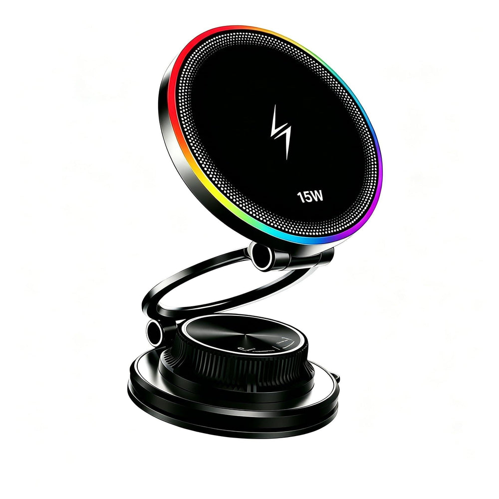 15W Fast Wireless Car Charger, Magnetic Dashboard Phone Holder, 360 Rotating Foldable Bracket, Compatible with MagSafe, Strong N52 Magnet & Gel Suction for iPhone17/16/15 pro and Samsung Smartphones