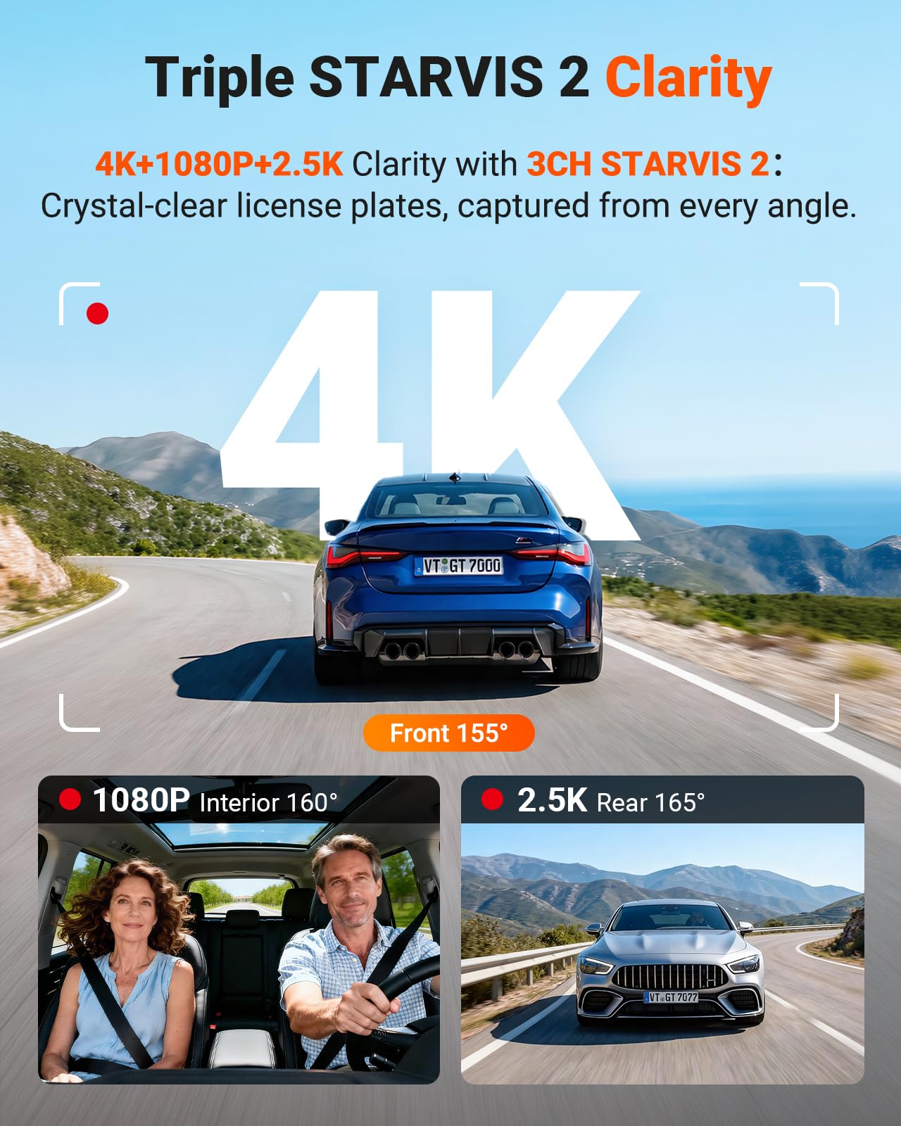 [Bundle-2 Items: Vantrue N4 Pro S Dash Cam & CPL & Hardwire Kit] Triple STARVIS 2 Dash Camera for Cars, 4K+1080P+2.5K Front and Rear Inside, HDR IR Night Vision, 24/7 Buffered Parking Mode, GPS