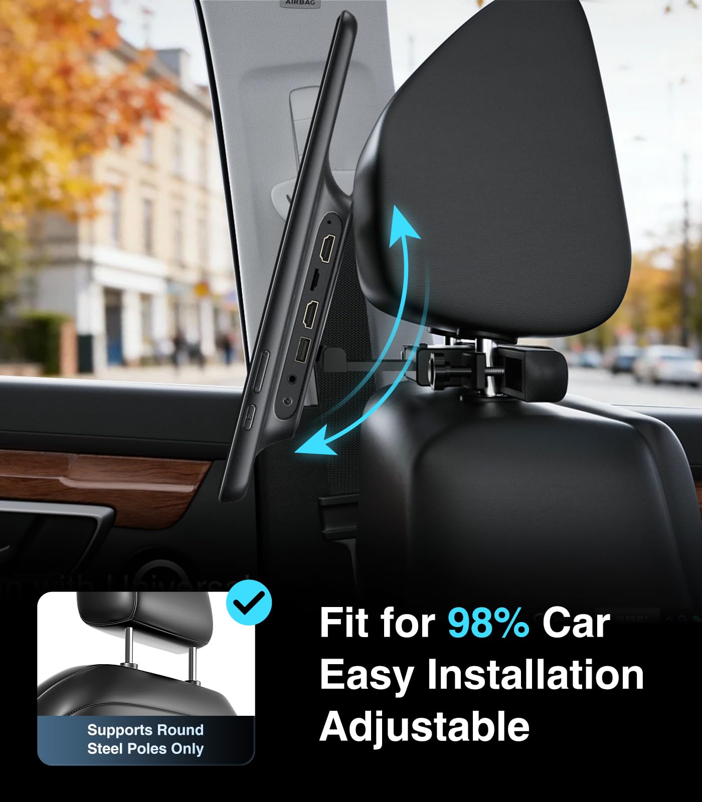 16 inch Android 13 Car Headrest Monitor Screen Car TV Entertainment System for Cars Backseat,Support Phone Wireless Mirroring Sync Screen WiFi HDMI Bluetooth USB SD Video Player 4G+64G