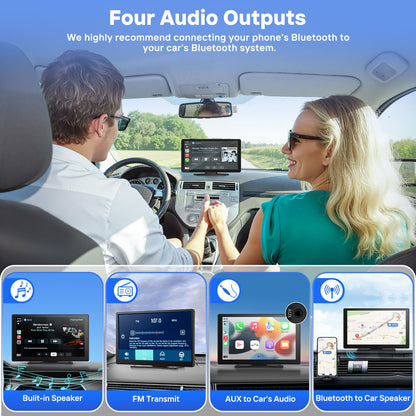 HAUXIY 9" Wireless Apple Carplay Screen for Car, Portable Touchscreen Apple Carplay & Android Auto with OTA Update, Backup Camera,FM, Voice Control/GPS Navigation/Mirror Link/BT